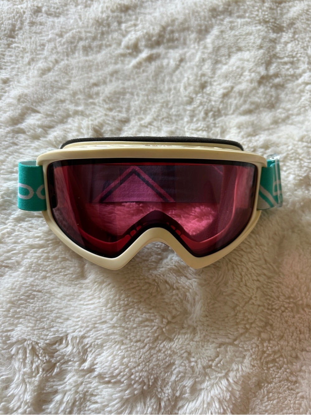 Snowboarding Ski Goggles - Pink Lens with Teal Strap